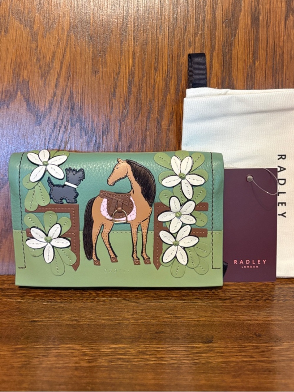 NWT-Radley London-Lunar New Year-Med Flap-Over Wallet-Horse🐎Floral🌼Appliqué-$108 - Picture 11 of 14